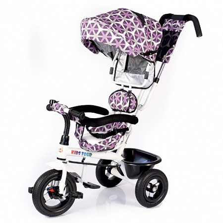 На картинке изображен Велосипед трицикл BabyHit Kids Tour white/violet Велосипед трицикл BabyHit Kids Tour white/violet