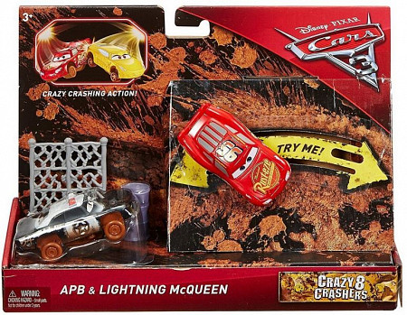 Набор машинок Cars Тачки 3 Сумасшедшая восьмерка Стоппер и Молния МакКуин DYB13