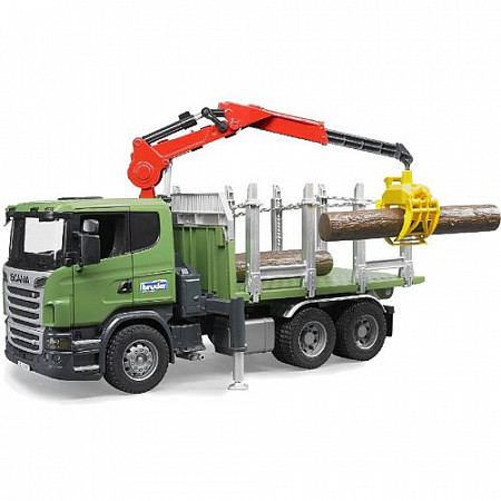 Игрушка Bruder Лесовоз Scania с портативным краном и брёвнами 03524