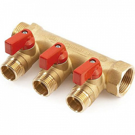 На картинке изображен Коллектор с отсекающими кранами General Fittings 3/4"x4 1/2" 620056H0504R4A Коллектор с отсекающими кранами General Fittings 3/4"x4 1/2" 620056H0504R4A