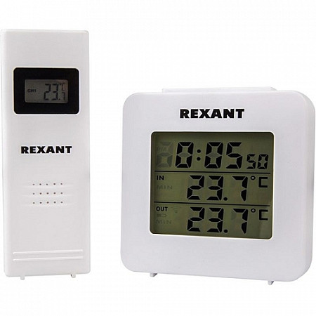 Электронный термометр Rexant с часами и беспроводным выносным датчиком 70-0592