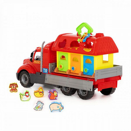 Набор Полесье Автомобиль бортовой с домиком для зверей 55521