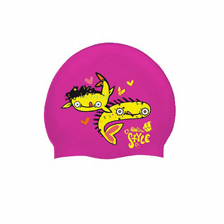 Шапочка для бассейна (плавания) детская Mad Wave Fishy Silicone purple