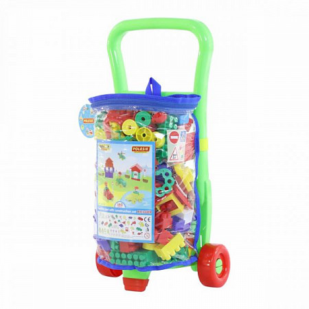 Игровой набор Полесье Тележка Caddie и Конструктор Строитель 160 элементов 54470