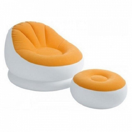 Надувное кресло с пуфиком Intex 68572NP orange