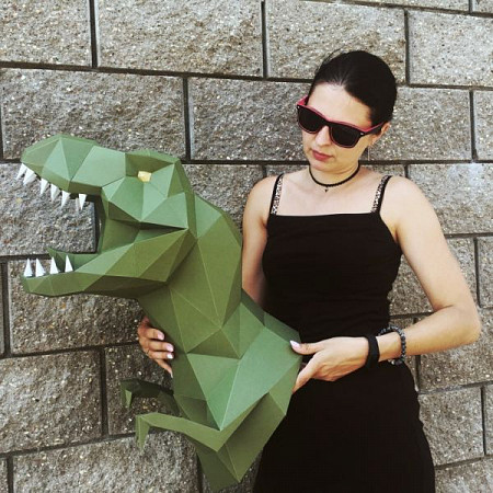3D-конструктор PAPERRAZ Трофейная голова "Динозавр Завр" Green