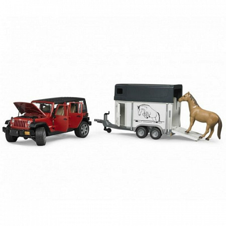 Игрушка Bruder Внедорожник Jeep Wrangler Unlimited Rubicon c прицепом-коневозкой 02-926