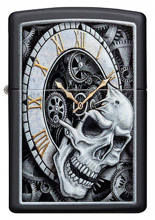 Зажигалка Zippo Skull Clock 29854 black matte