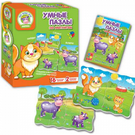 На картинке изображен Игра настольная Магнитные фигурные пазлы VT1504-33 Игра настольная Магнитные фигурные пазлы VT1504-33