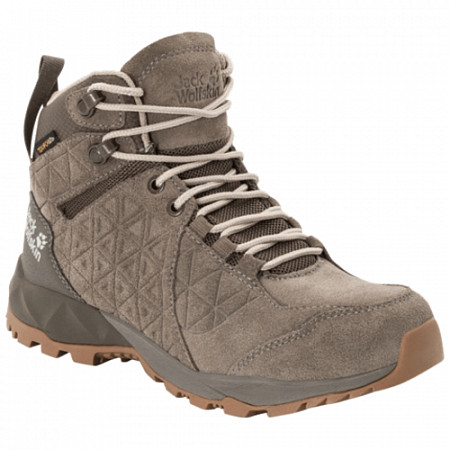 На картинке изображен Ботинки женские Jack Wolfskin Cascade Hike Lt Texapore Mid W beige / coconut brown Ботинки женские Jack Wolfskin Cascade Hike Lt Texapore Mid W beige / coconut brown