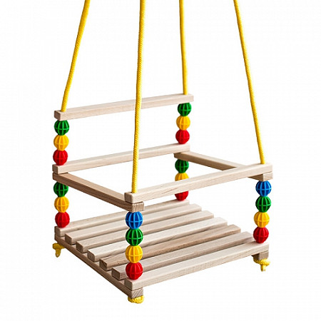 На картинке изображен Качели Лидер деревянные подвесные 20506 Качели Лидер деревянные подвесные 20506