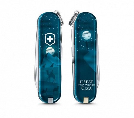 На картинке изображен Нож перочинный Victorinox Classic Great Pyramids 58 мм 7 функций 0.6223.L1805 Нож перочинный Victorinox Classic Great Pyramids 58 мм 7 функций 0.6223.L1805