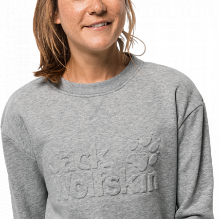 Пуловер женский Jack Wolfskin Logo Sweatshirt W light grey