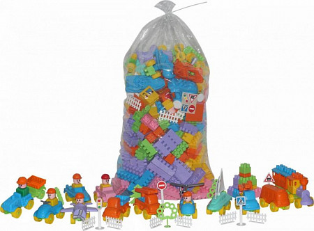 Конструктор Полесье Строитель 454 элемента в пакете 52575