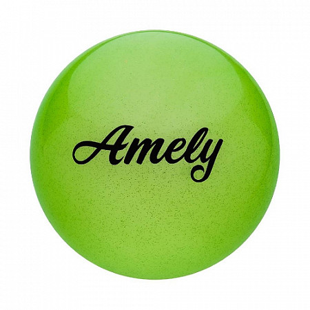 Мяч для художественной гимнастики Amely с блестками AGB-102 15 см green