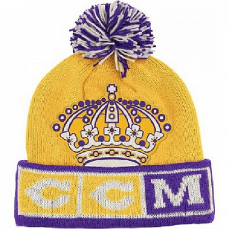 На картинке изображен Шапка CCM 0120 Vintage Chunk Cuffed LA Kings Шапка CCM 0120 Vintage Chunk Cuffed LA Kings