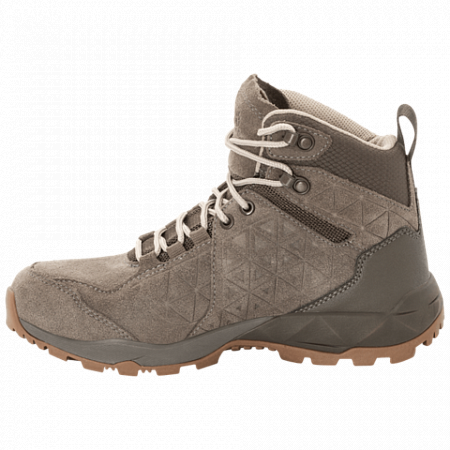 На картинке изображен Ботинки женские Jack Wolfskin Cascade Hike Lt Texapore Mid W beige / coconut brown Ботинки женские Jack Wolfskin Cascade Hike Lt Texapore Mid W beige / coconut brown