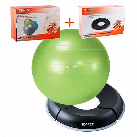 Набор Torres мяч гимнастический (75 см) + стабилизатор AL17529 Green