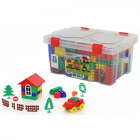 Конструктор Полесье Строитель 193 элемента в контейнере 50571