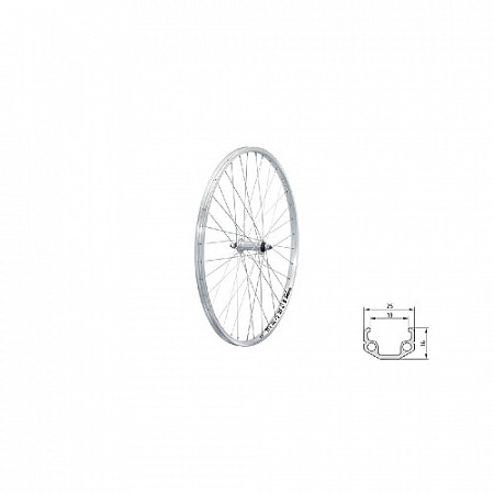 Переднее колесо Kellys Event 26" одинарный обод 559х19 36Н на гайках silver ZKE18525
