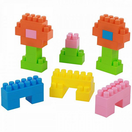 На картинке изображен Конструктор Полесье Строитель 60 элементов в контейнере 50465 Конструктор Полесье Строитель 60 элементов в контейнере 50465