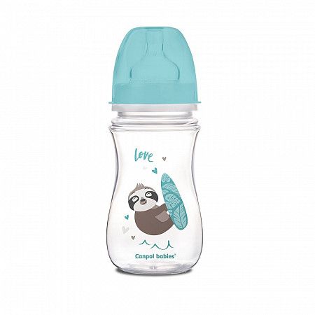 Антиколиковая бутылочка для кормления Canpol babies Easystart EXOTIC ANIMALS с широким горлышком 240 мл., 3 мес.+ (35/221_blu) blue