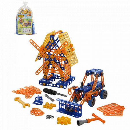 Конструктор Полесье Изобретатель Мельница №2 + Трактор-погрузчик №1 330 элементов в пакете 55132