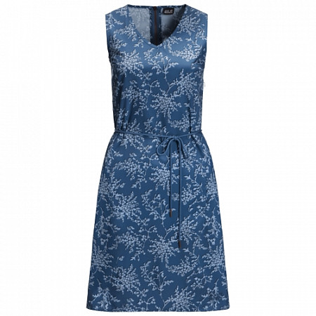 На картинке изображен Платье летнее женское Jack Wolfskin Tioga Road Print Dress ocean wave all over Платье летнее женское Jack Wolfskin Tioga Road Print Dress ocean wave all over