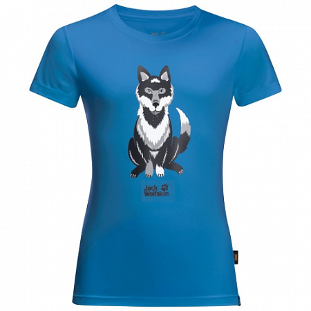 На картинке изображен Футболка детская Jack Wolfskin Wolf T Kids sky blue Футболка детская Jack Wolfskin Wolf T Kids sky blue