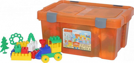 Конструктор Полесье Строитель 184 элемента в контейнере 50564