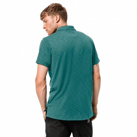 Рубашка поло мужская Jack Wolfskin Travel Polo Men emerald green