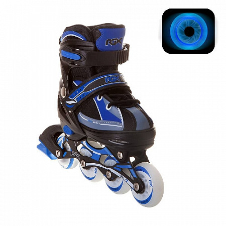 Раздвижные роликовые коньки RGX Fantom Blue (светящиеся колеса)
