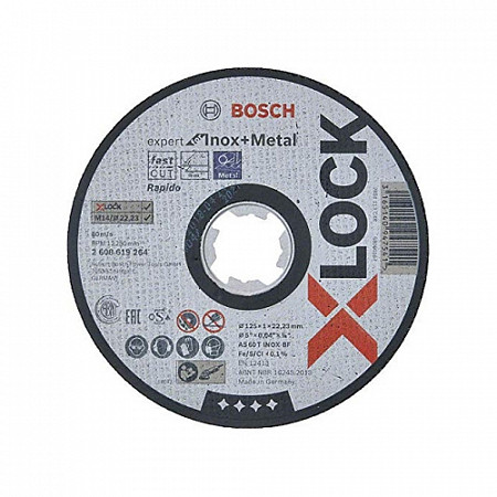 Круг отрезной Bosch 125х1.0x22.2 мм X-LOCK Expert for Inox + Metal 2608619264