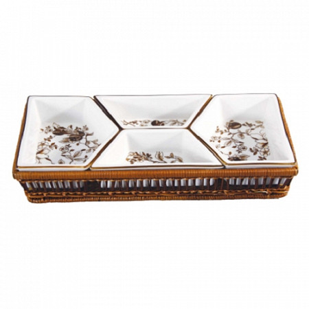 Менажница Bekker в плетеной карзине BK-7008 brown