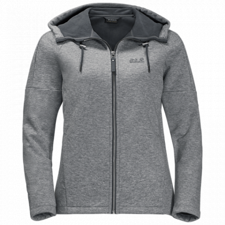 На картинке изображен Джемпер женский Jack Wolfskin Sky Thermic Hooded Jkt Women medium grey Джемпер женский Jack Wolfskin Sky Thermic Hooded Jkt Women medium grey