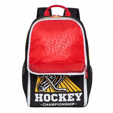 На картинке изображен Рюкзак школьный GRIZZLY RB-151-1 /2 black/yellow Рюкзак школьный GRIZZLY RB-151-1 /2 black/yellow