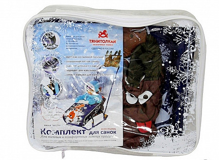 Комплект для санок RT Новогодний олень (матрасик+варежки) blue