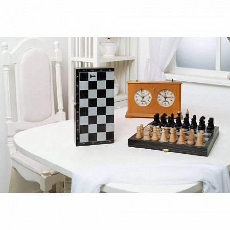 Шахматы обиходные деревянные с дорожной деревянной черной доской Классика 469-20