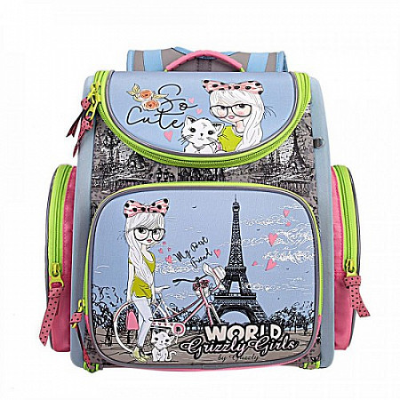 Рюкзак школьный GRIZZLY RAr-080-10 /1 light blue/pink/grey