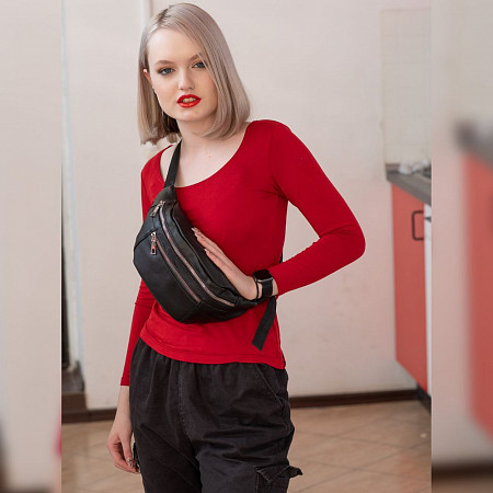 Поясная сумка женская Ors Oro OPS-0157 black