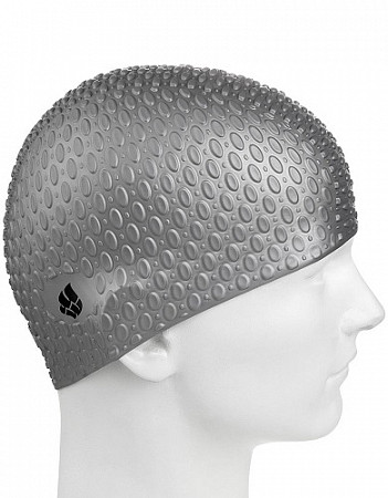 Шапочка для бассейна (плавания) женская Mad Wave Silicone Bubble silver
