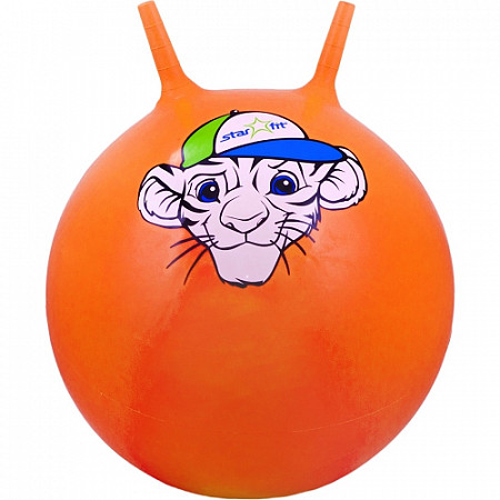 Мяч-попрыгун, для фитнеса (фитбол) Starfit Тигренок с рожками GB-402 55 см orange