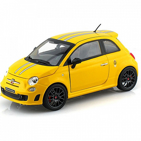 На картинке изображен Коллекционная машина Bburago Fiat Abarth 695 Tributo Ferrari (18-21070) yellow Коллекционная машина Bburago Fiat Abarth 695 Tributo Ferrari (18-21070) yellow