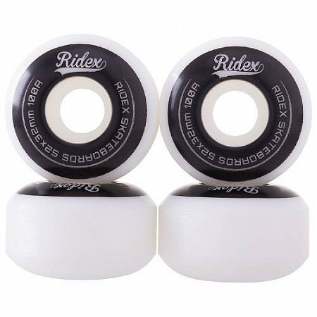 Комплект колес для скейтборда Ridex SB 100A 53x32 white/black