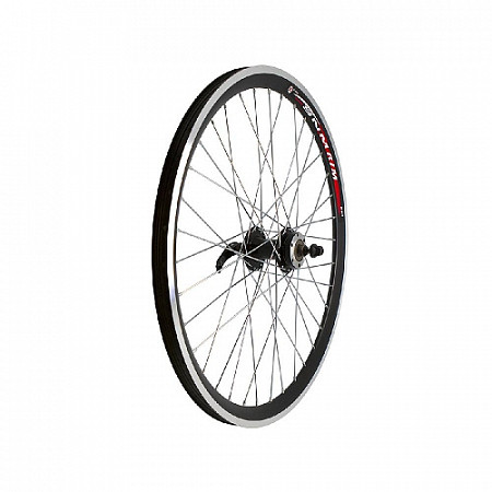 Переднее колесо 24" обод двойной black, втулка, под диск 6 отв,с эксцентриком, black ZXX18860