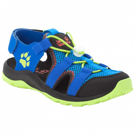 На картинке изображен Сандалии детские Jack Wolfskin Outdoor Action Sandal K blue / lime Сандалии детские Jack Wolfskin Outdoor Action Sandal K blue / lime