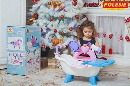 На картинке изображен Набор для купания кукол Полесье с аксессуарами 58607 Набор для купания кукол Полесье с аксессуарами 58607