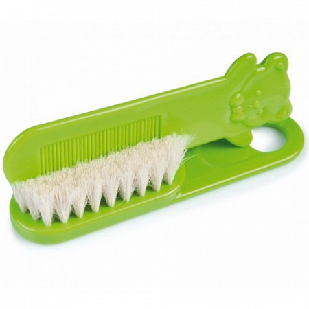На картинке изображен Расческа и щетка Canpol babies Мягкая из натуральной щетины 2/424 Green Расческа и щетка Canpol babies Мягкая из натуральной щетины 2/424 Green