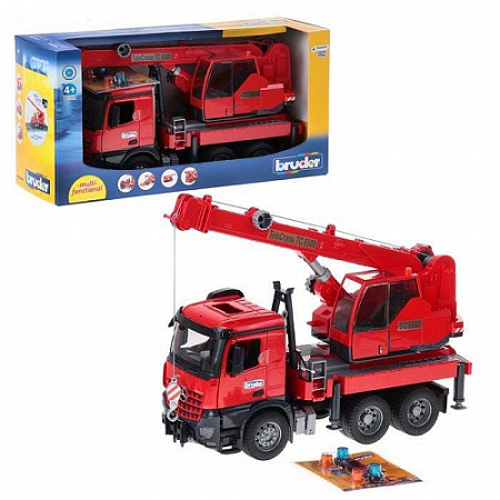 Игрушка Bruder Автокран MB Arocs с модулем со световыми и звуковыми эффектами, красный 03-670