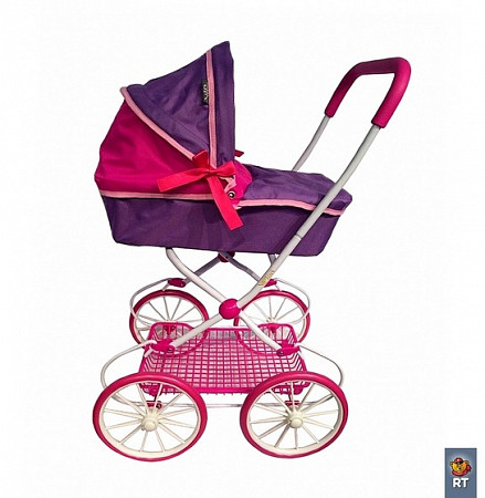 На картинке изображен Коляска для кукол RT 603 fuchsia/purple Коляска для кукол RT 603 fuchsia/purple